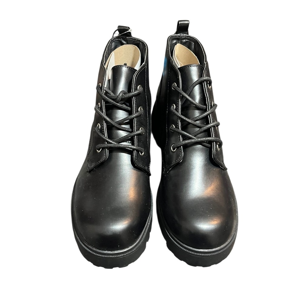 Black Combat Lug Sole Boots Size 8.5 Medium Arizona Jean Co 90's Goth  Edgy - Picture 2 of 8